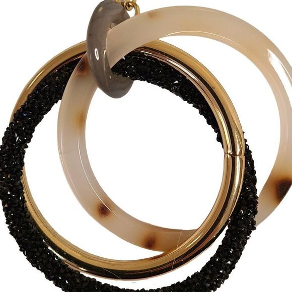 Fashion Jewelry Womens Tri Color Interlinked Circle Pendant Gold Chain Necklace - Picture 4 of 12